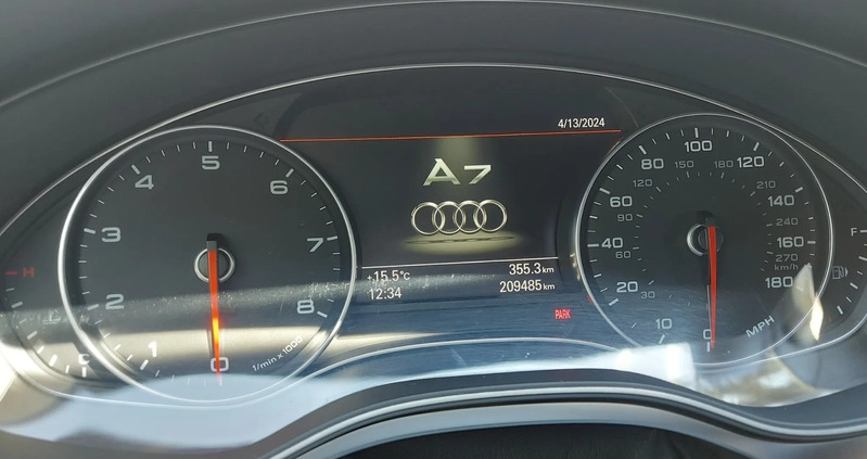 Audi A7 cena 69000 przebieg: 209400, rok produkcji 2012 z Katowice małe 326